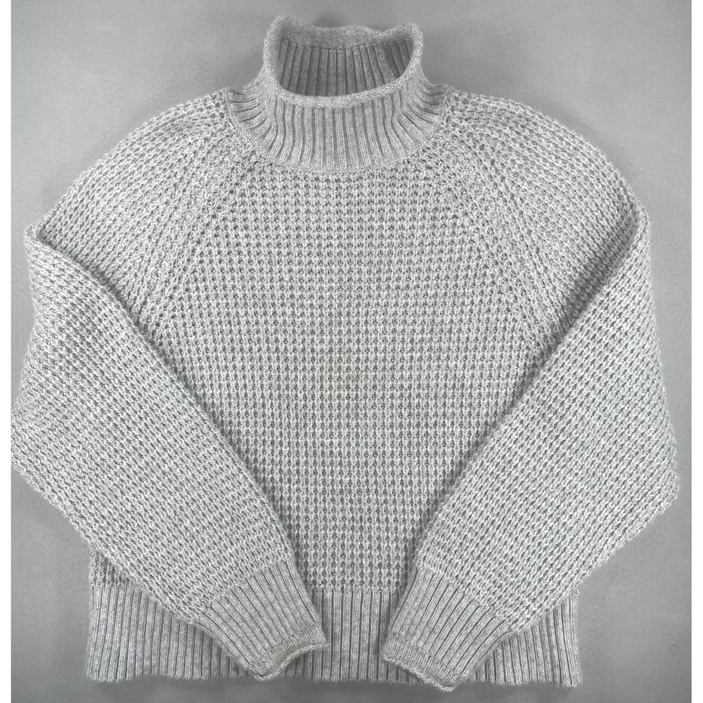 American Eagle Sweater Turtleneck Gray Waffle Knit Medium WomensMedium
